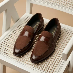 Ruched Brown Suede Loafer
